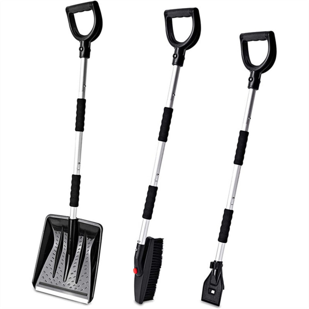 3 In 1 Car Snow Shovel And Brush Set With Retractable Long Handle And Detachable Ice Scraper For Car Truck 9382693376213