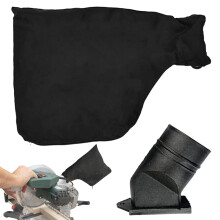 Mitre Saw Dust Bag with Adjustable Collection Hood for Woodworking Tools, Reusable Black