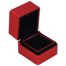 Caja para anillos de terciopelo rojo con luz LED 6.5x6.3x6.3cm, 50mAh