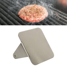 Quadratischer Hand-Burger-Drücker aus 304 Edelstahl mit Holzgriff, robust und strapazierfähig