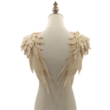 Elegant Angel Wing Bridal Lace Appliques Pair with Large Floral Embroidery for Wedding Dress