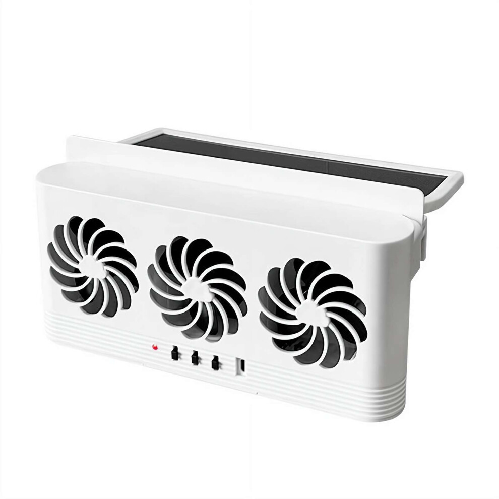 Car Solar Exhaust Fan With Triple Fan Airflow, 180 Wideangle Window Ventilation, Universal Fit, White 9347817612103
