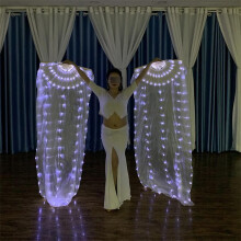 Silk LED Rainbow Dance Fans for Women, 1 Pair Left and Right Hand Belly Dance Performance Props, Colorful Lightweight Design