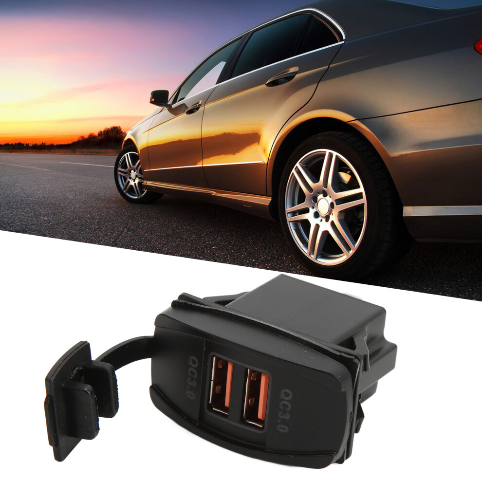 Universal Rocker Dual Usb Car Charger 3.1A Qc3.0 Fast Charge Black 7901376356445