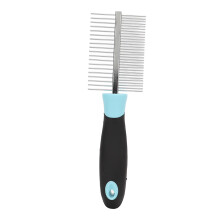 Round Wide Dense Teeth Stainless Steel Pet Comb Blue Double Sided Grooming Tool