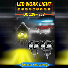 2pcs Motorcycle LED Spotlights Dual Color 12-85V Waterproof 71*68mm Black