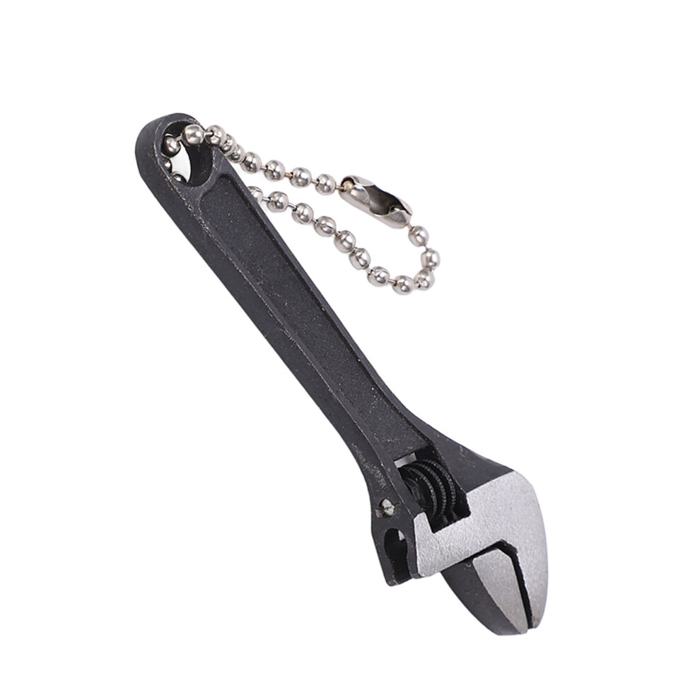 Steel Keychain Wrench 2.5In/6.35Cm Adjustable Mini Spanner Portable Black 7671376360222