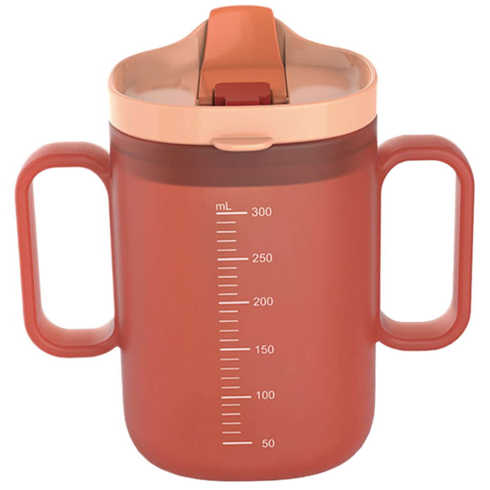Orange Adult Sippy Cup For Elderly 300Ml Spill Proof With Straw, Heat Resistant Pp Plastic With Handles, Color