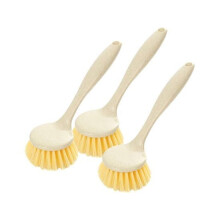 Eco-Friendly Dishwashing Brush with Bamboo Handle, Space-saving Kitchen Cleaning Tool, Quick Cleaning Action on Stubborn Residues, Built In Scraper