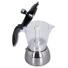 6 Cup Stovetop Moka Pot Coffee Maker Durable Stainless Steel, Clear ABS Top
