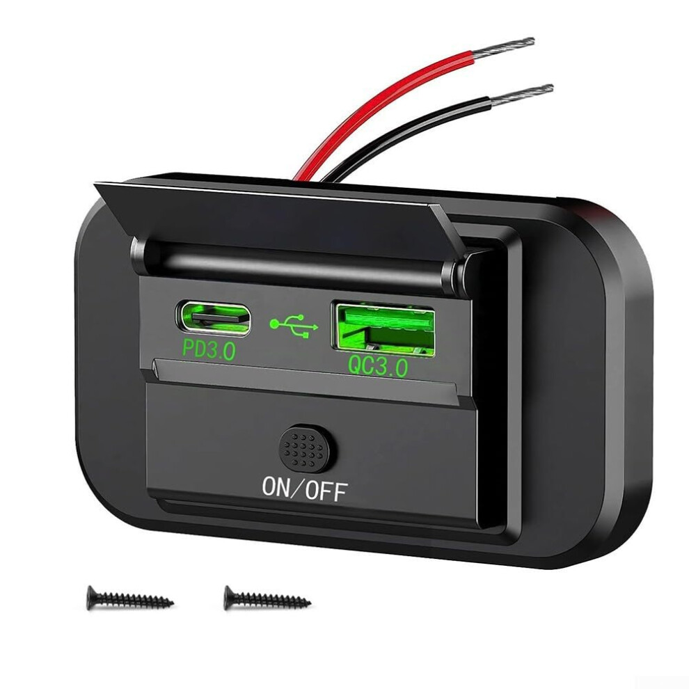 Usb C Car Charger 55W Pd Qc 3.0 Fast Charging Power Outlet For 12V 24V Vehicles Green 9382693381347