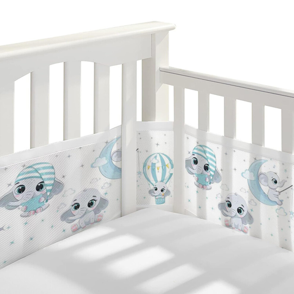 Baby Crib Bumper with Breathable Mesh Design, Soft Safe Cot Liner, 360 Full Crib Protection A11