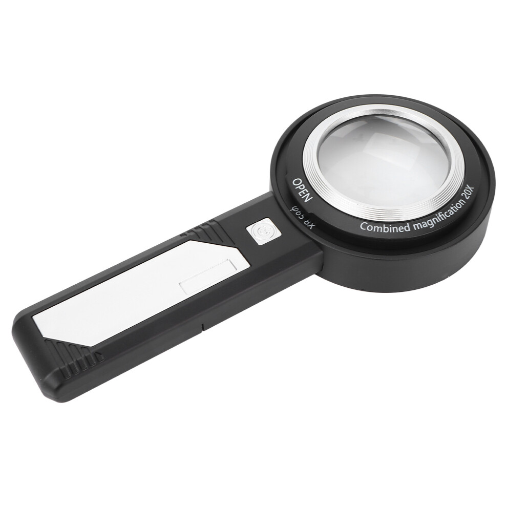 Light Dual Lens Pocket Magnifier With Led 8X/20X, Ergonomic Handheld