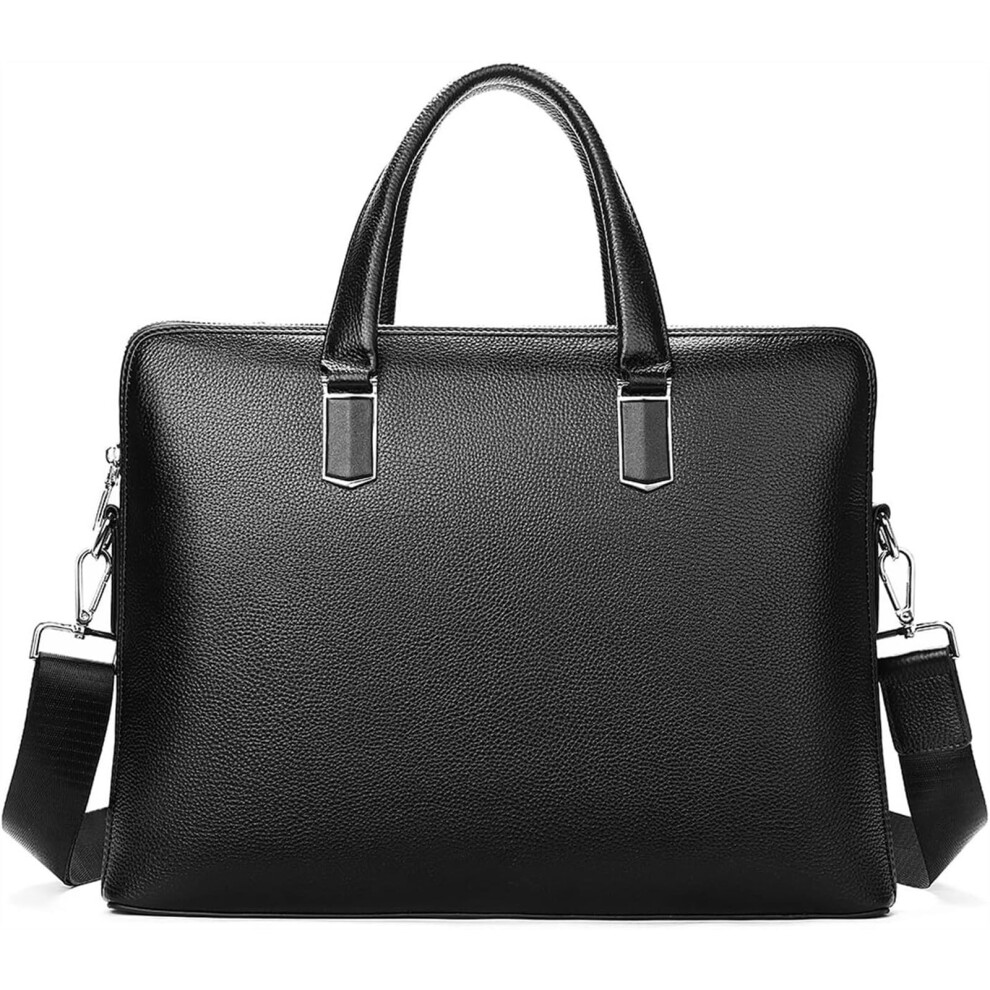 Men's Shoulder Bags Leather Laptop Bag Doublelayer Compartts Business Briefcase Travel Casual Shoulder Bag