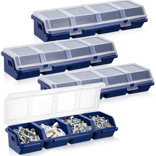 4 Pcs Screw Organizers and Storage Bins with Locks Plastic Hardware Organizer Box with Compartment Bolt Organizer