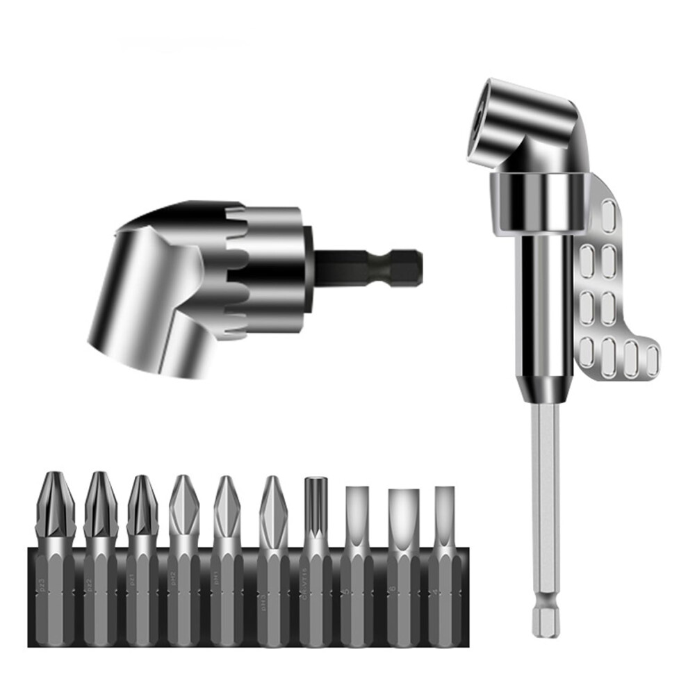 105 Degree Angle Screwdriver Attachment Adapter Multifunction Bend Bit 1/4 Inch Hex Shank For Garage Builders 9187378489772