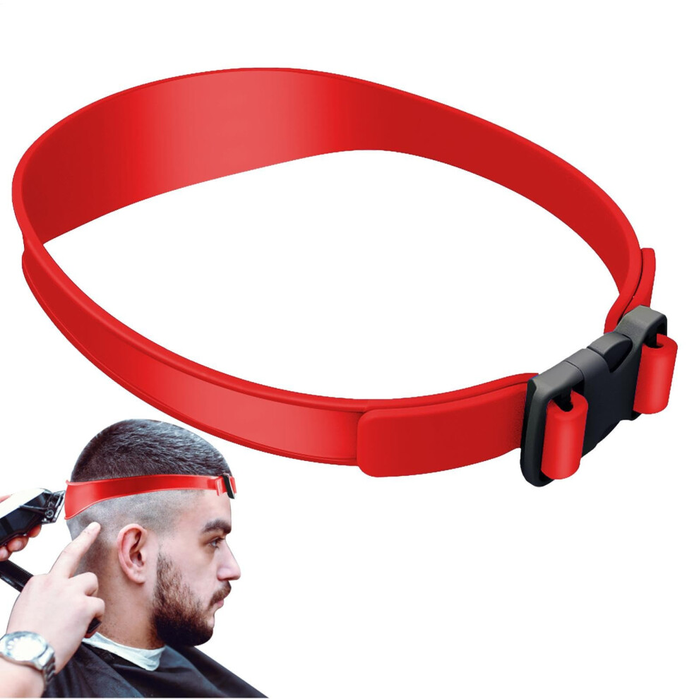 Red Neckline Shaving Template Adjustable Silicone Haircut Guide Band For Hands Hairline Trimming