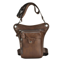 Vintage Style Thigh Waist Pack Belt Hip Bag PU Leather Pouch for Climbing Camping Sports Motorcycle Travel Brown