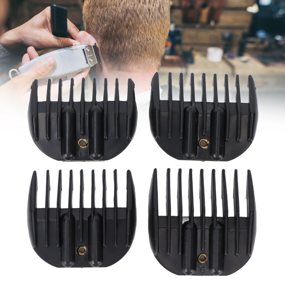 Black 4Pcs Hair Clipper Guides Comb Set Alloy Abs For Electric Clippers