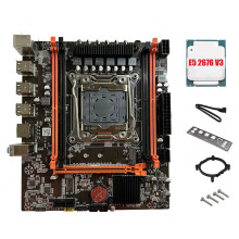X99E Motherboard+E5 2676 V3 CPU Dual Channel Supports 4XDDR4 RECC RAM PCIE X16 NVMe Gigabit LAN Card Desktop Motherboard