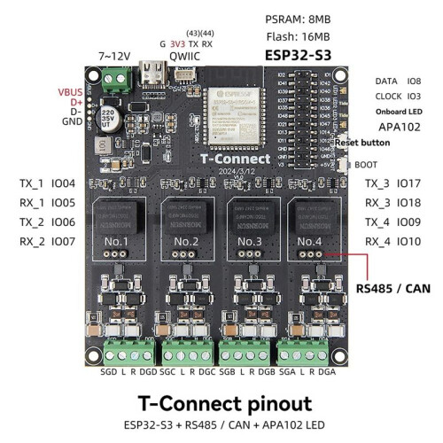 T-Connect ESP32-S3 Industrial Control Development Board CAN Module WiFi  Low Power Wireless Modules 2