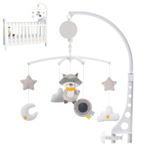 Baby Bed Mobile - Musical Cartoon Animal Crib Mobile for Boys Girls - Colorful Wind Chime Soother Toy for Strollers Daycare