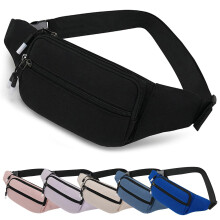 Bum Bag Waist Fanny Pack for Men & Women - Waterproof Adjustable Sport Running Belt with 3 Zipper Pockets in Black