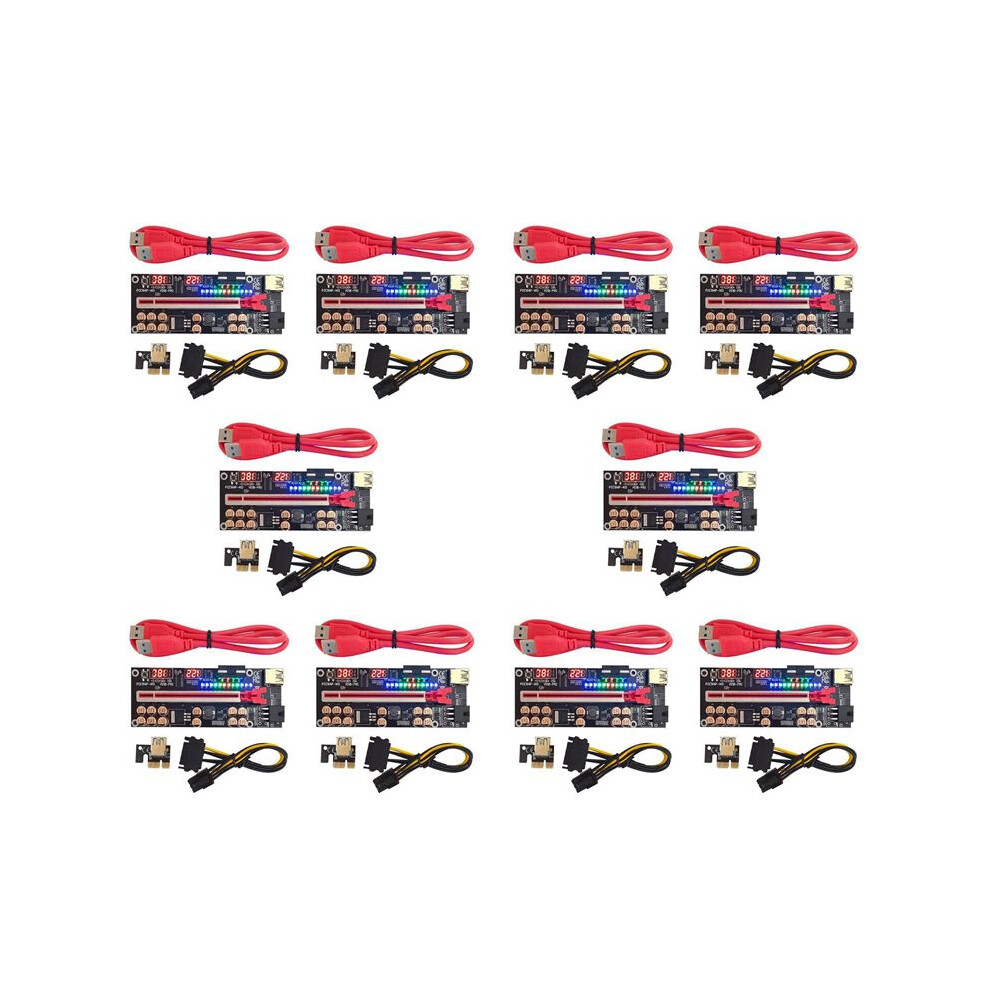 10X Ver018 Pro Pci-E Riser Card Usb 3.0 Cable 018 Pci Express 1X To 16X Extender Pcie Adapter For Btc Mining(Red) Red 6032338629305