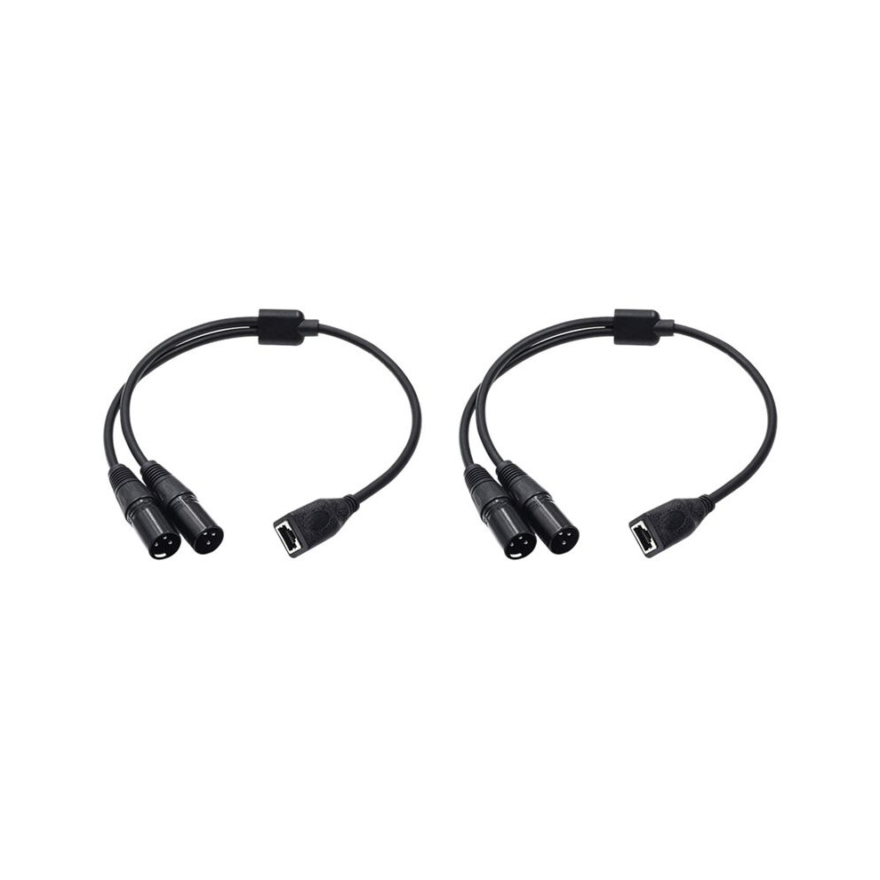 2Pcs Dual 3Pin Xlr Male To Rj45 Adapter Rj45 To Dual Xlr Dmx Cable For Dmx-Con Controller Series And Recording Studio 6032906986243