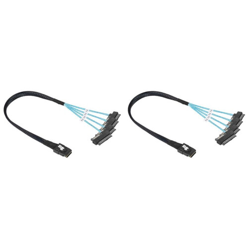 2X  Sas Sff-8087 to 4 Sff-8482 Server Array Card Hard Drive Data Cable  Power Cable 0.5m