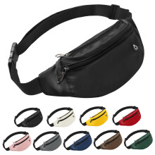 Fanny Pack for Women and Men, Adjustable Crossbody Bag for Travel, Running, Hiking, Black 4-Zipper Waist Pack