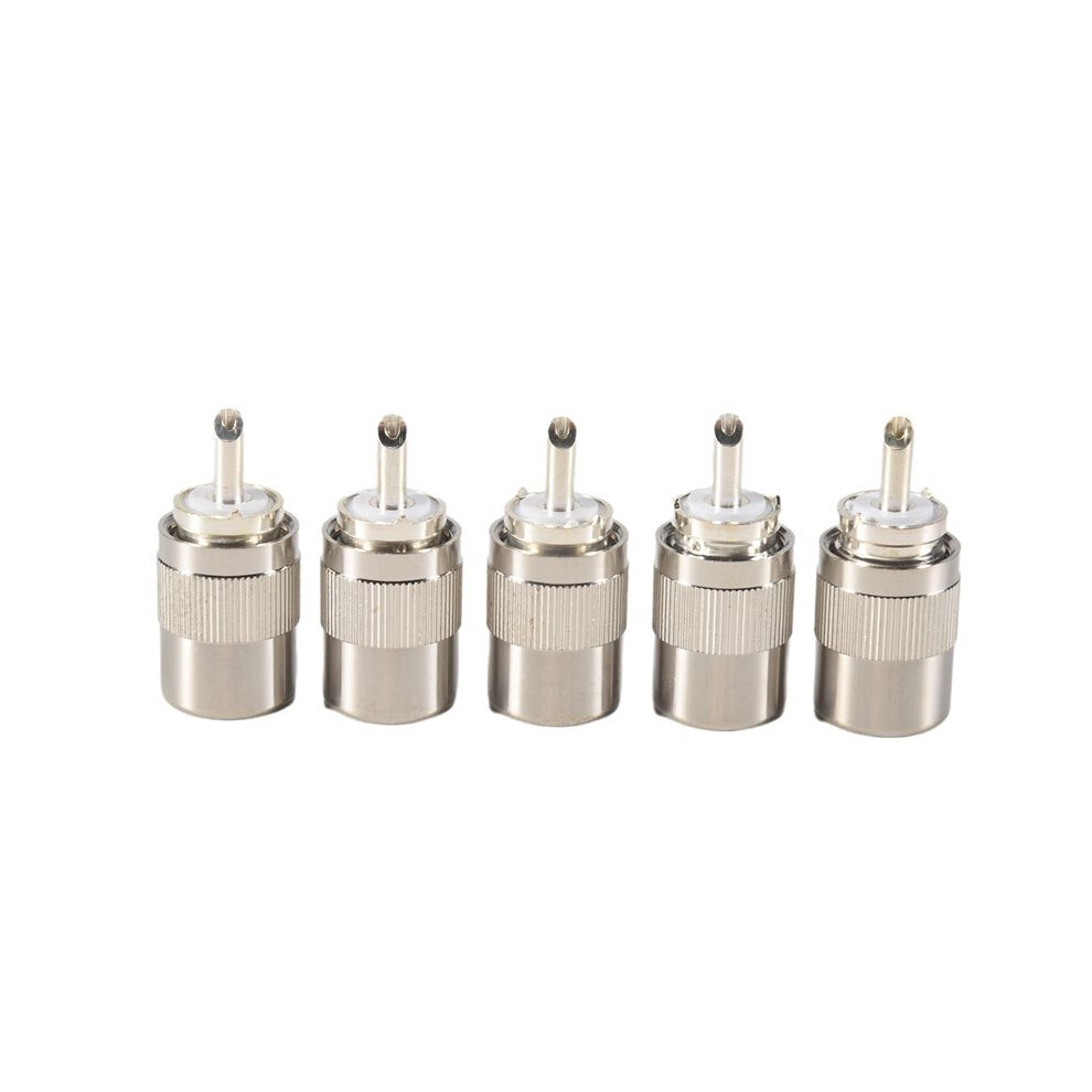 5Pcs Connector Uhf Male Pl259 Plug Solder Rg58 Rg142 Lmr195 Rg400 Cable Silver 6033461004021