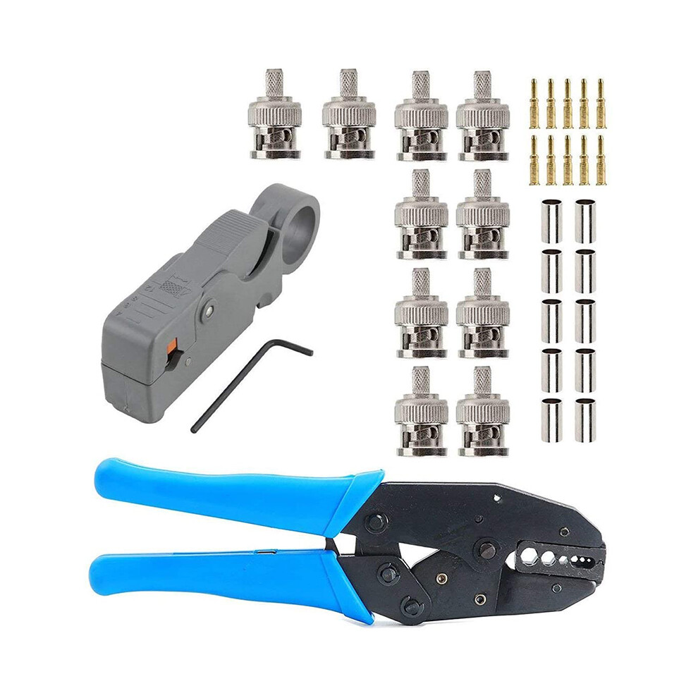 Rotary Coaxial Cable Stripper Cutter Tool Coaxial Rf Connector Crimping Tool With Male Bnc Plug Crimp Connector Kits 6031534212915