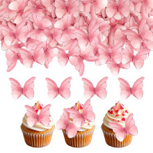 Vivid Butterfly Cake Topper, Floral Design Cake Topper with 3D Butterfly Cake Picks, Edible Cupcake Toppers for Cake Muffin Dessert Decoration,