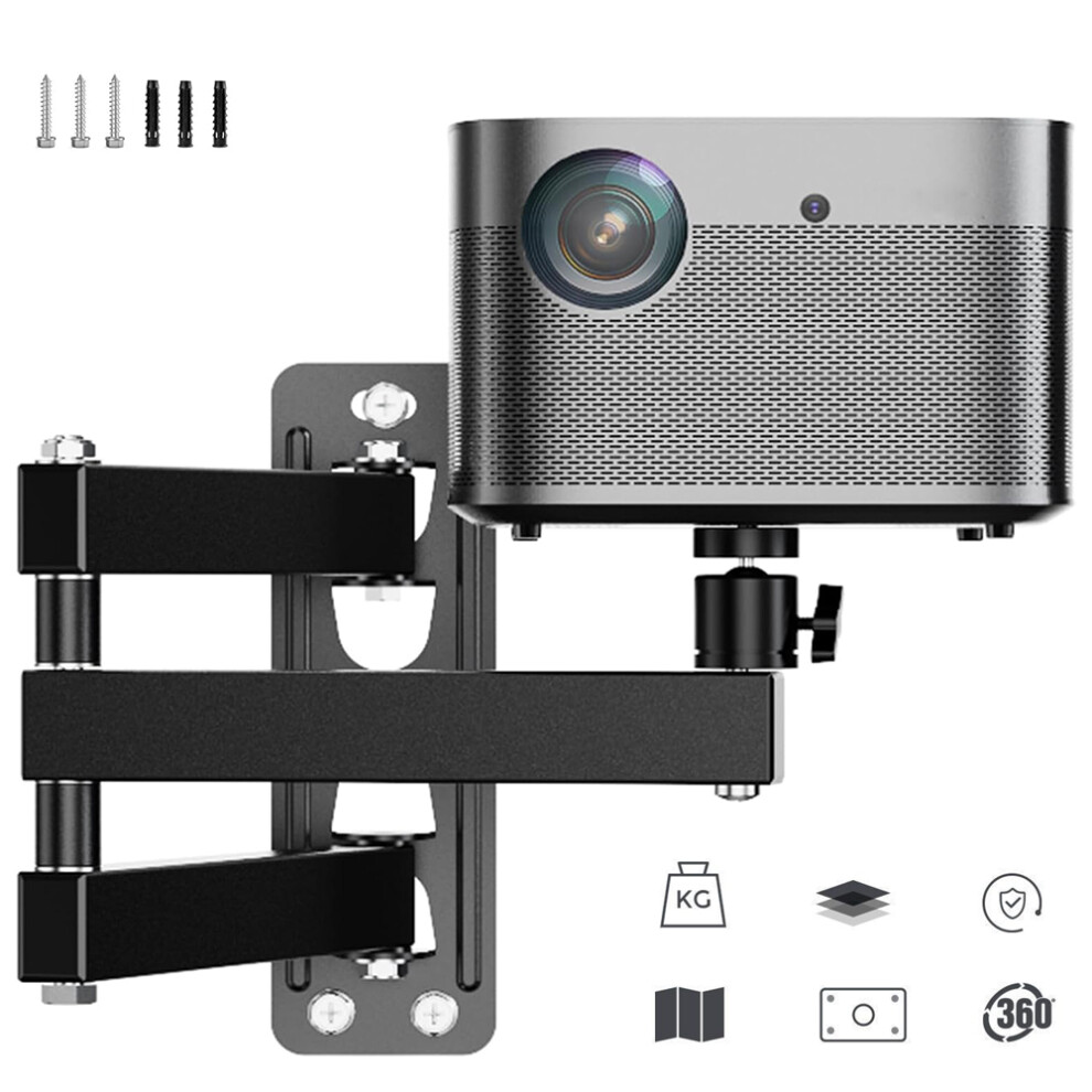 Projector Wall Mount Bracket, Universal Projector Wall Mount Adjustable Tilt&Swivel Hanging Holder With 360 Degrees Rotation, Foldable Design For 9358999785424