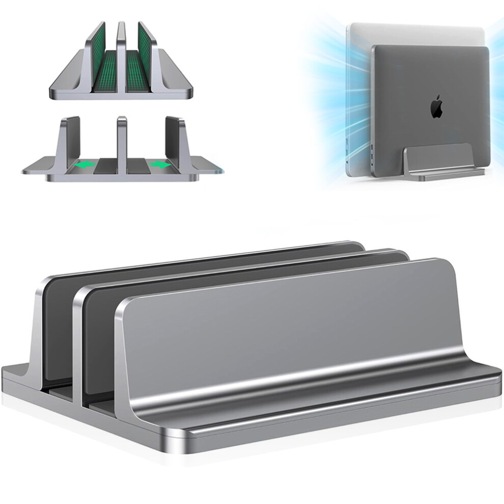 Tablet Vertical Holder For Desktop Use, Desk Organizer With Dual Slots, Portable Computer Rack For Laptops And Phones, Anti-Scratch Lining, 9009791774931