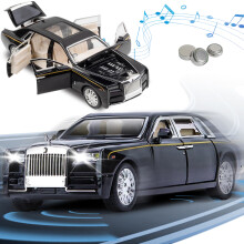 Diecast Cars Model Collectible, 1:32 Scale Rolls Royce Phantom Alloy Car with Sound and Light Effects, Openable Doors Hood Trunk Movable Steering for