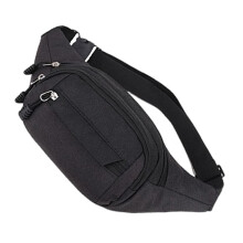 Waterproof Hiking Waist Bag, Black Travel Fanny Pack 11.02x5.51x3.94 inches for Dog Walking, Shopping, Camping, Casual Running