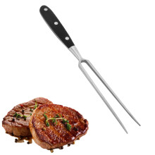 Stainless Steel Meat Fork with Wooden Handle, Long Carving Fork for Kitchen Roast and BBQ