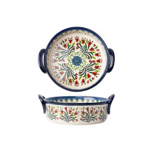 Baking Dishes for Casseroles, Double Ear Ceramic Baking Dish 18.5cm, Deep Dish, Handle Bowl, One Color
