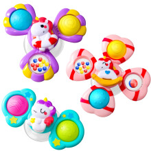 Spinners for Babies Suction Cup Spinner Toy Rotating Crystal Bell Unicorn Bath Toy Silicone Bubbles 1 Years