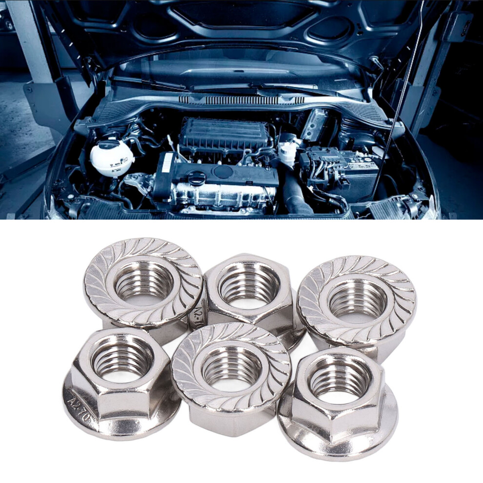 50Pcs Stainless Steel Flange Nut Set M3-M12 Fastener Kit, Din1587 6921376377593