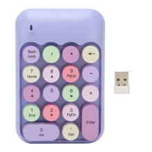 Teclado numérico para laptop e PC, conexão sem fio, mini teclado numérico de 18 teclas com teclas redondas, design portátil, teclado com receptor