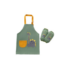Kids Waterproof Apron with Adjustable Straps Cartoon Print Toddler Painting Smock for Art and Cooking