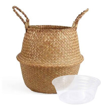 Geflochtener Seegras-Korb mit wasserdichter Innenausstattung 32x28x24cm Gelb