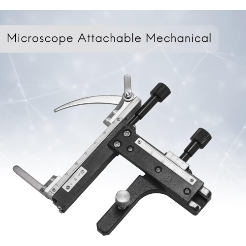 Microscope Attachable Mechanical Stage X-Y Moveable Caliper Vernier with Scale for Laboratory Use, Compatible with Standard Microscopes 1