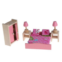 Kid Wooden Furniture Dolls House Miniature 5 Room Set for Doll for Christmas Gif