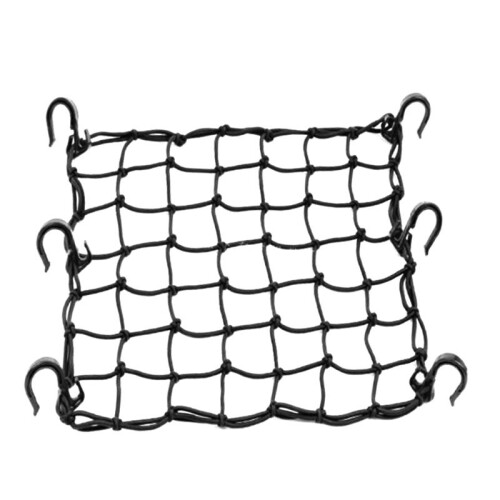 Motorcycle Bicycle Cargo Net Featuring 6 Adjustable Hooks and Tight Mesh Black