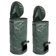 Compost Bin with Large Side Zipper Window, Reusable Garden Waste Bag with Handles for Outdoor Use