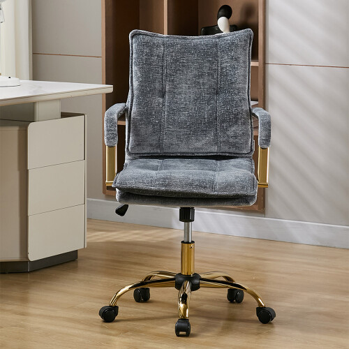 Living And Home Blue Grey Chenille Upholstered Office Chair 1